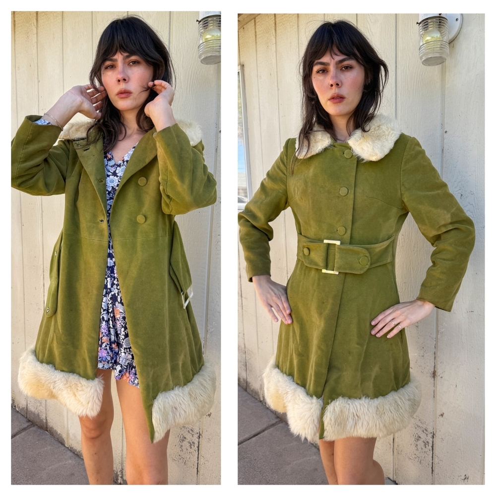 Vintage 60's Country Pacer Penny Lane Faux Fur Wool Coat - Picture 15 of 16